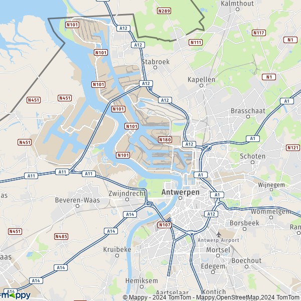 De kaart voor de stad 2000-2660 Antwerpen