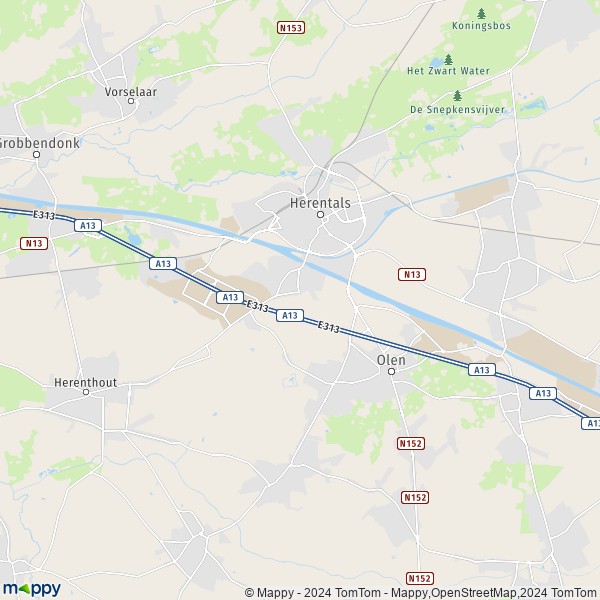 De kaart voor de stad 2200 Herentals