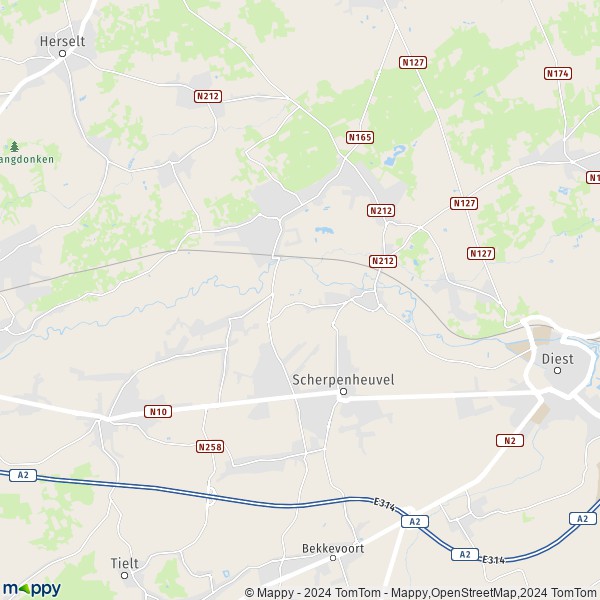 De kaart voor de stad 3270-3272 Scherpenheuvel-Zichem