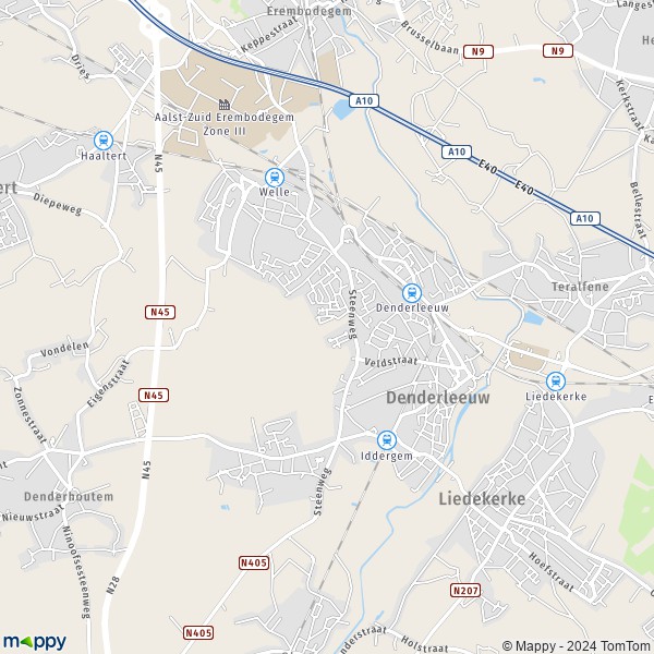 De kaart voor de stad 9470-9473 Denderleeuw